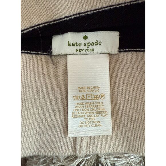 Kate Spade Beanie Hat Striped Black Green White Tan Color Block - Picture 2 of 3